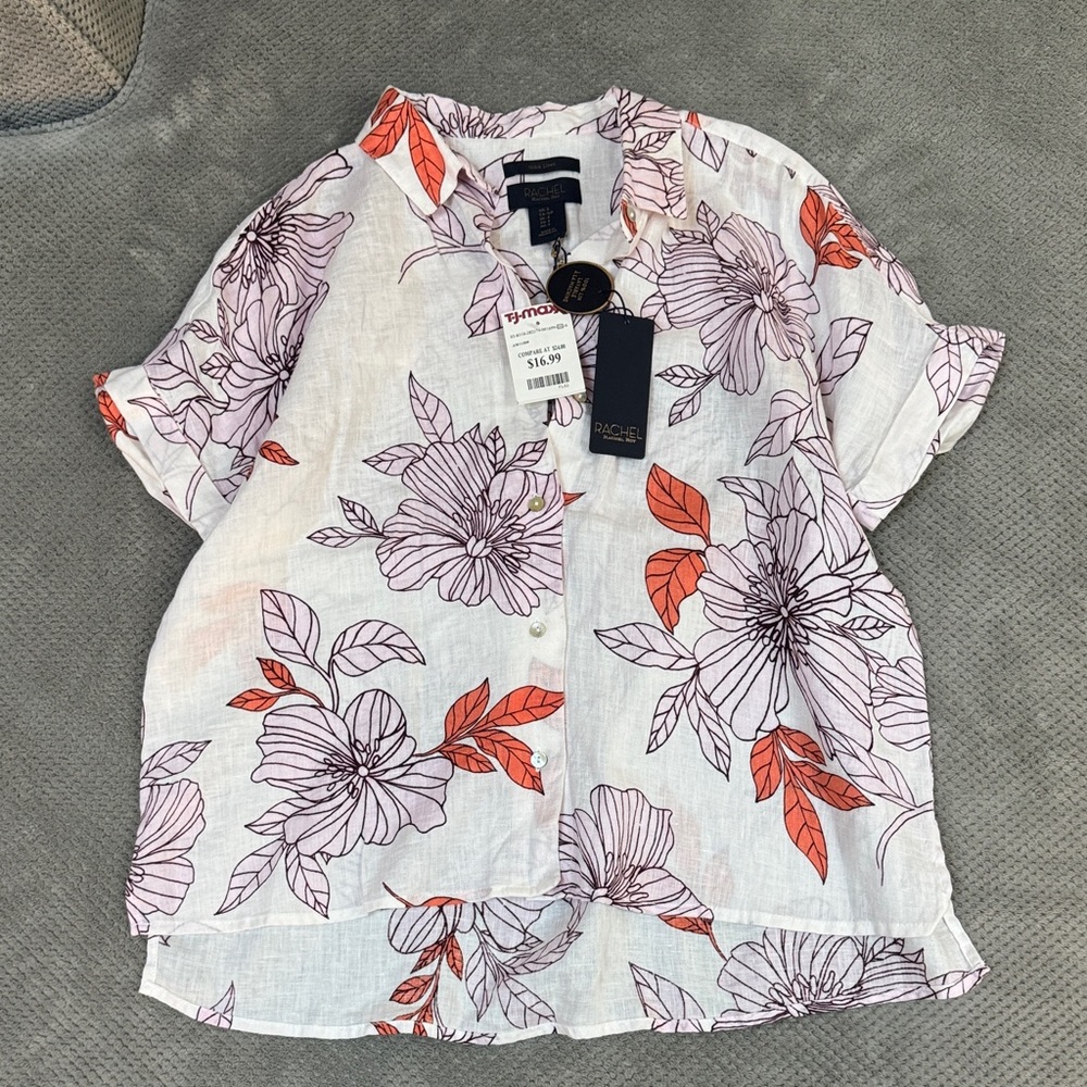 RACHEL Rachel Roy Floral Blouse in White and Purple